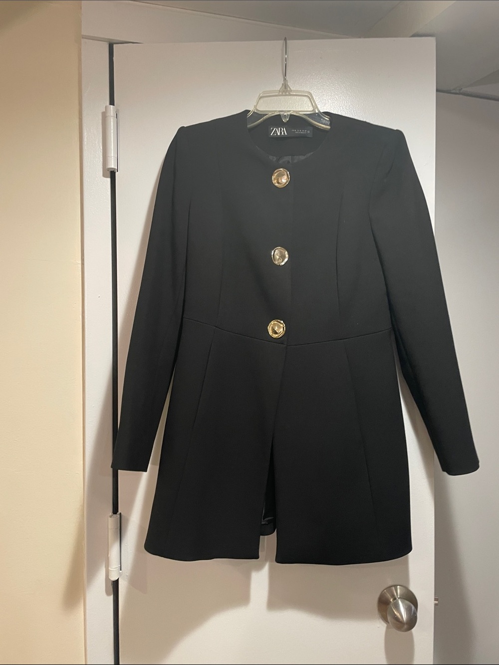 ZARA Black Tailored Blazer Jacket with Gold Buttons